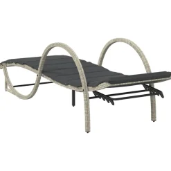 MAISON EXCLUSIVE - Chaise longue et coussin gris clair 60x199x42 cm résine tressée