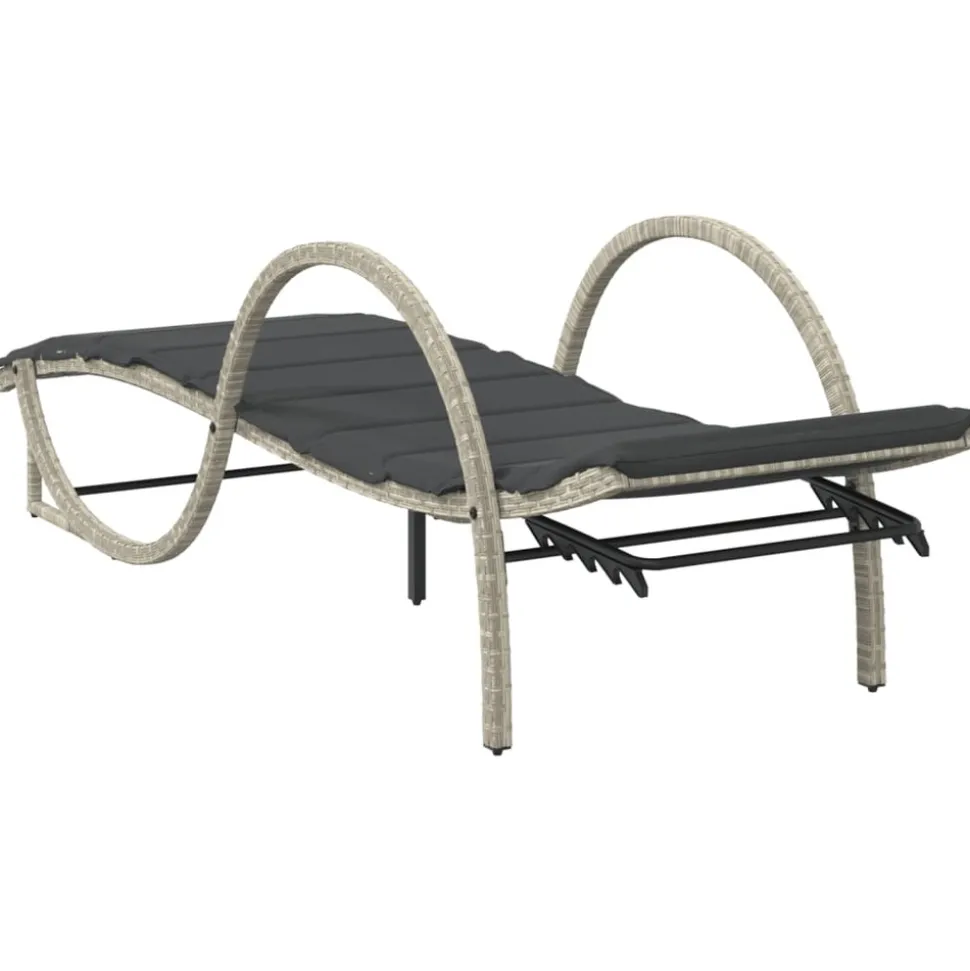 MAISON EXCLUSIVE - Chaise longue et coussin gris clair 60x199x42 cm résine tressée