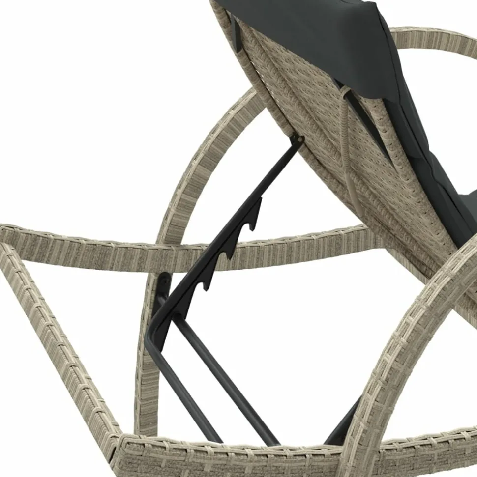 MAISON EXCLUSIVE - Chaise longue et coussin gris clair 60x199x42 cm résine tressée