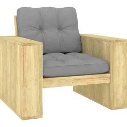 MAISON EXCLUSIVE - Chaise de jardin avec coussins gris bois de pin imprégné