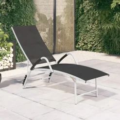 MAISON EXCLUSIVE - Chaise longue textilène et aluminium noir
