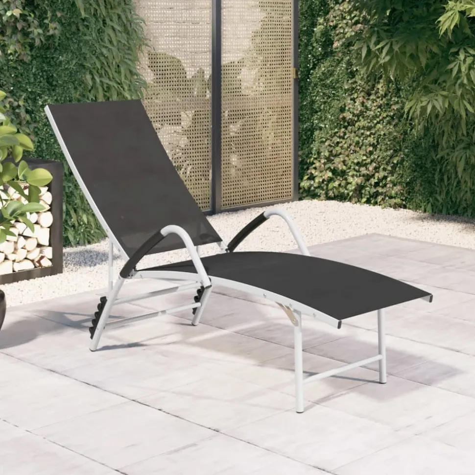 MAISON EXCLUSIVE - Chaise longue textilène et aluminium noir