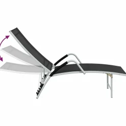 MAISON EXCLUSIVE - Chaise longue textilène et aluminium noir