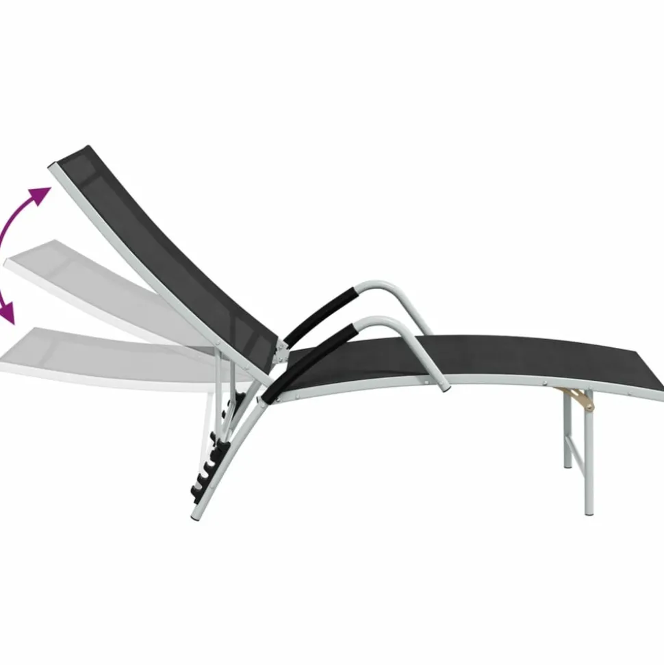 MAISON EXCLUSIVE - Chaise longue textilène et aluminium noir