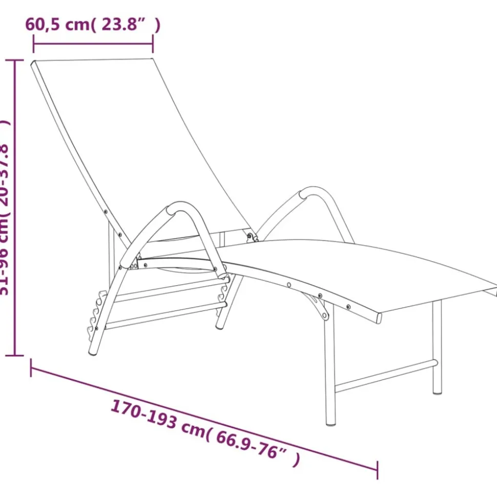 MAISON EXCLUSIVE - Chaise longue textilène et aluminium noir