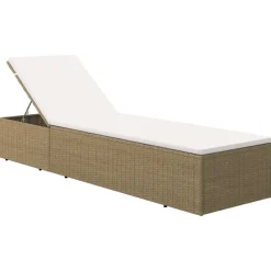 MAISON EXCLUSIVE - Chaise longue résine tressée marron et blanc crème