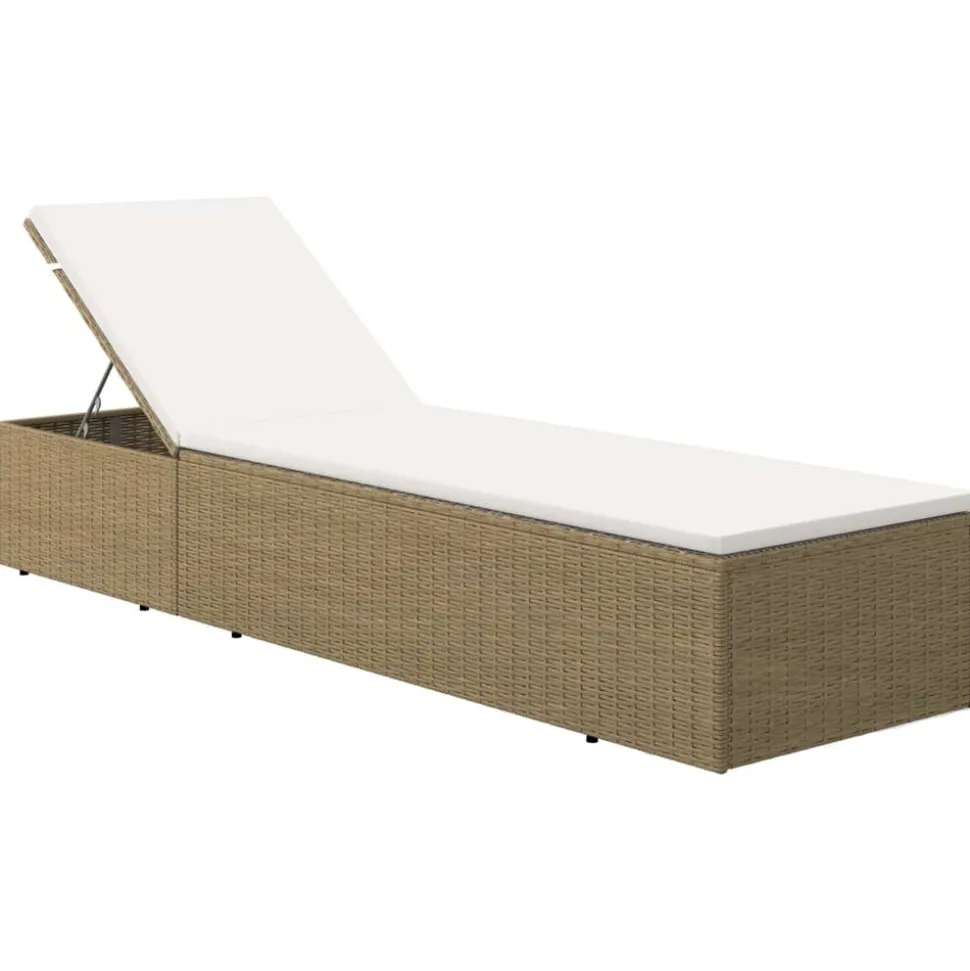 MAISON EXCLUSIVE - Chaise longue résine tressée marron et blanc crème
