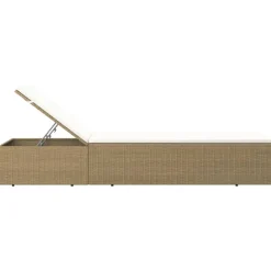 MAISON EXCLUSIVE - Chaise longue résine tressée marron et blanc crème