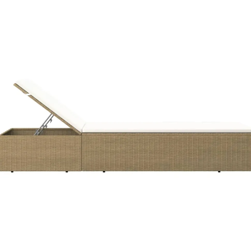 MAISON EXCLUSIVE - Chaise longue résine tressée marron et blanc crème