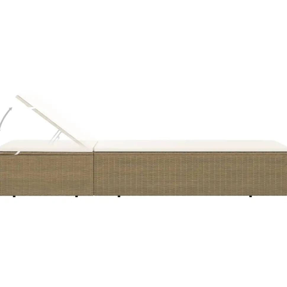MAISON EXCLUSIVE - Chaise longue résine tressée marron et blanc crème