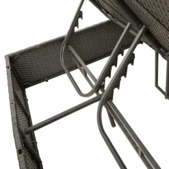 MAISON EXCLUSIVE - Chaise longue double avec toit et rideaux noir résine tressée