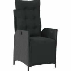 MAISON EXCLUSIVE - Chaise inclinable de jardin et repose-pied noir résine tressée