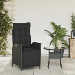 MAISON EXCLUSIVE - Chaise inclinable de jardin et repose-pied noir résine tressée