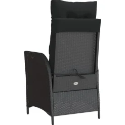 MAISON EXCLUSIVE - Chaise inclinable de jardin et repose-pied noir résine tressée