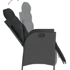 MAISON EXCLUSIVE - Chaise inclinable de jardin et repose-pied noir résine tressée