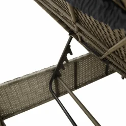 MAISON EXCLUSIVE - Chaise longue avec table et coussin gris résine tressée