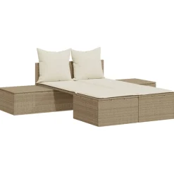 MAISON EXCLUSIVE - Chaise longue double avec coussins beige résine tressée