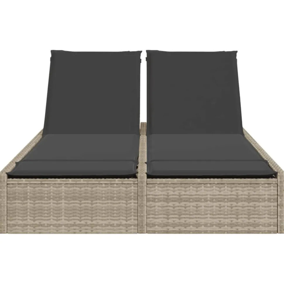 MAISON EXCLUSIVE - Chaise longue double avec coussins gris clair résine tressée