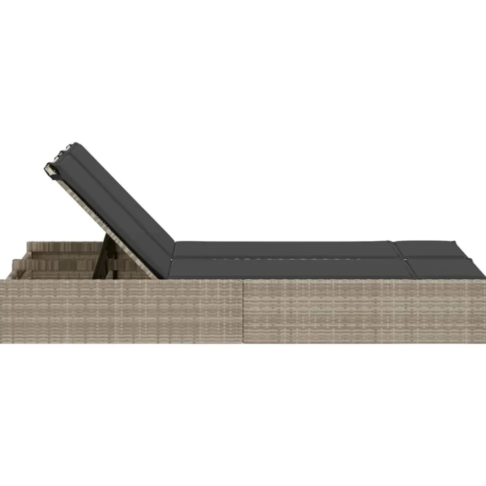MAISON EXCLUSIVE - Chaise longue double avec coussins gris clair résine tressée