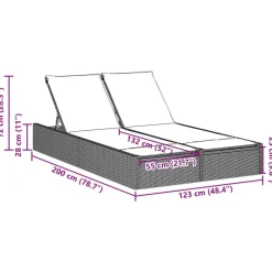 MAISON EXCLUSIVE - Chaise longue double avec coussins gris clair résine tressée