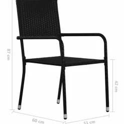 MAISON EXCLUSIVE - Chaise à dîner de jardin empilable lot de 2 noir résine tressée