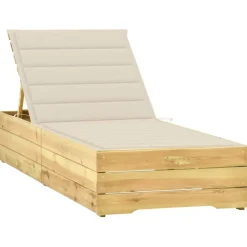MAISON EXCLUSIVE - Chaise longue avec coussin crème bois de pin imprégné