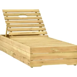 MAISON EXCLUSIVE - Chaise longue avec coussin crème bois de pin imprégné
