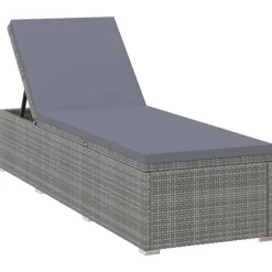 MAISON EXCLUSIVE - Chaise longue avec coussin résine tressée gris
