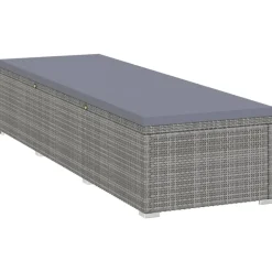 MAISON EXCLUSIVE - Chaise longue avec coussin résine tressée gris