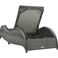 MAISON EXCLUSIVE - Chaise longue avec coussin résine tressée anthracite