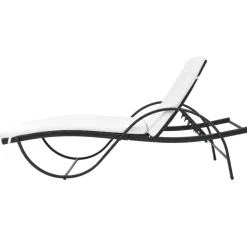 MAISON EXCLUSIVE - Chaise longue avec coussin résine tressée noir