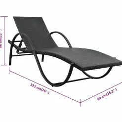 MAISON EXCLUSIVE - Chaise longue avec coussin résine tressée noir