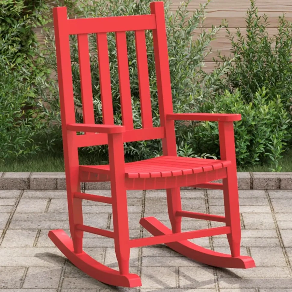 MAISON EXCLUSIVE - Chaise à bascule enfants rouge bois de peuplier massif