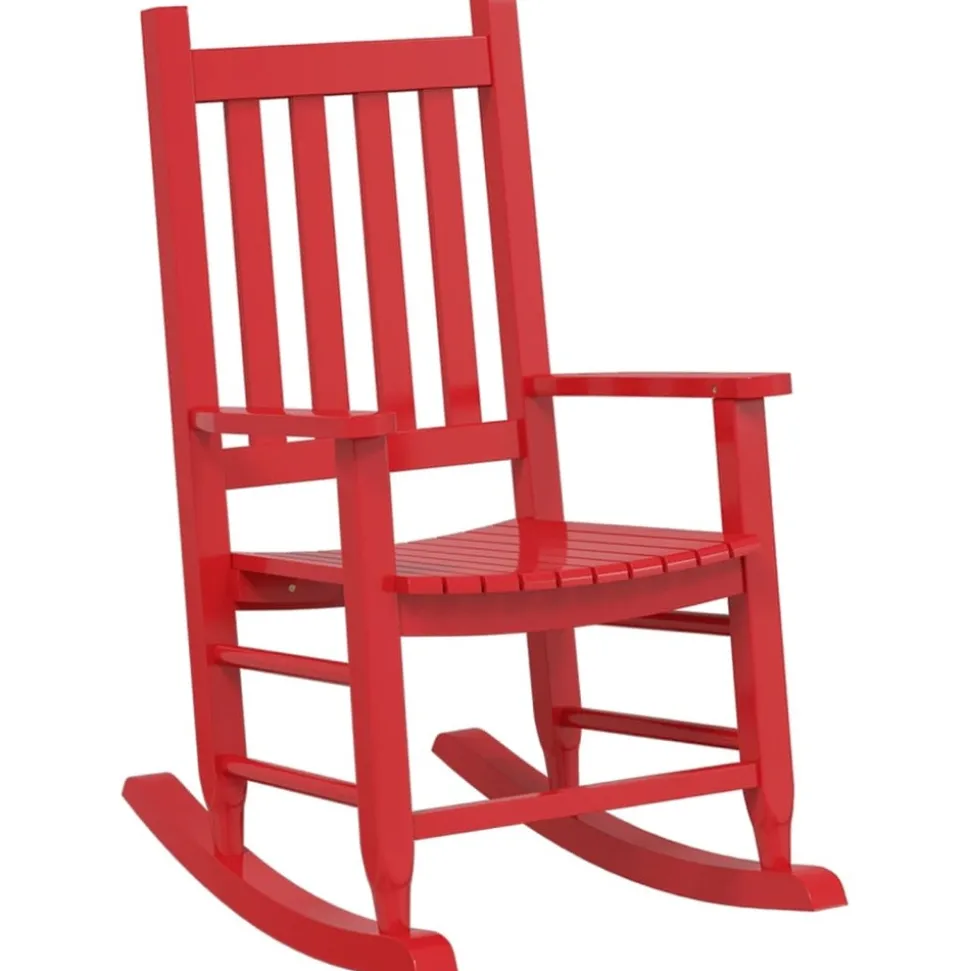 MAISON EXCLUSIVE - Chaise à bascule enfants rouge bois de peuplier massif
