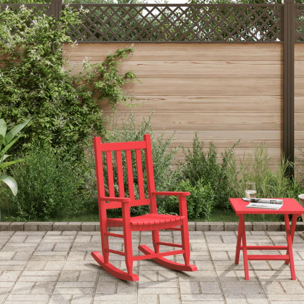 MAISON EXCLUSIVE - Chaise à bascule enfants rouge bois de peuplier massif