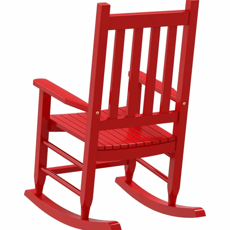 MAISON EXCLUSIVE - Chaise à bascule enfants rouge bois de peuplier massif