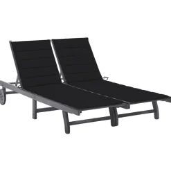 MAISON EXCLUSIVE - Chaise longue de jardin 2 places avec coussin gris acacia