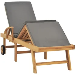 MAISON EXCLUSIVE - Chaise longue avec coussin bois de teck solide gris foncé
