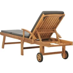 MAISON EXCLUSIVE - Chaise longue avec coussin bois de teck solide gris foncé