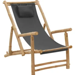 MAISON EXCLUSIVE - Chaise de terrasse bambou et toile gris foncé