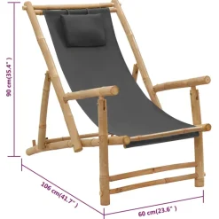 MAISON EXCLUSIVE - Chaise de terrasse bambou et toile gris foncé