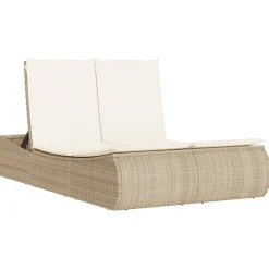 MAISON EXCLUSIVE - Chaise longue double avec coussins beige résine tressée