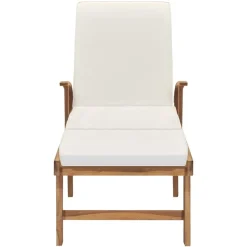 MAISON EXCLUSIVE - Chaise longue avec coussin bois de teck solide crème
