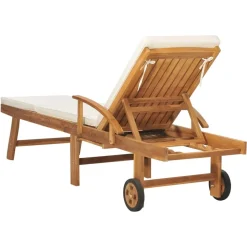 MAISON EXCLUSIVE - Chaise longue avec coussin bois de teck solide crème