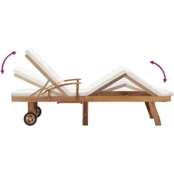 MAISON EXCLUSIVE - Chaise longue avec coussin bois de teck solide crème