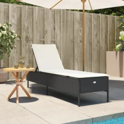 MAISON EXCLUSIVE - Chaise longue avec coussin noir résine tressée