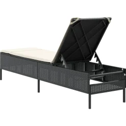 MAISON EXCLUSIVE - Chaise longue avec coussin noir résine tressée