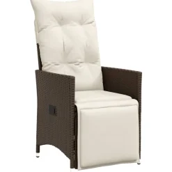 MAISON EXCLUSIVE - Chaise inclinable de jardin avec coussins marron résine tressée