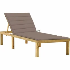 MAISON EXCLUSIVE - Chaise longue avec coussin taupe bois de pin imprégné