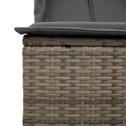 MAISON EXCLUSIVE - Chaise longue double avec toit et rideaux gris résine tressée